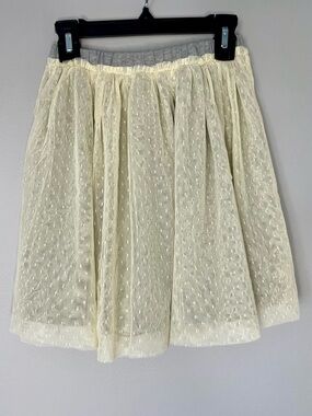 Tea Collection Pale Yellow Cream Dot Tulle Twirl Skirt NWT